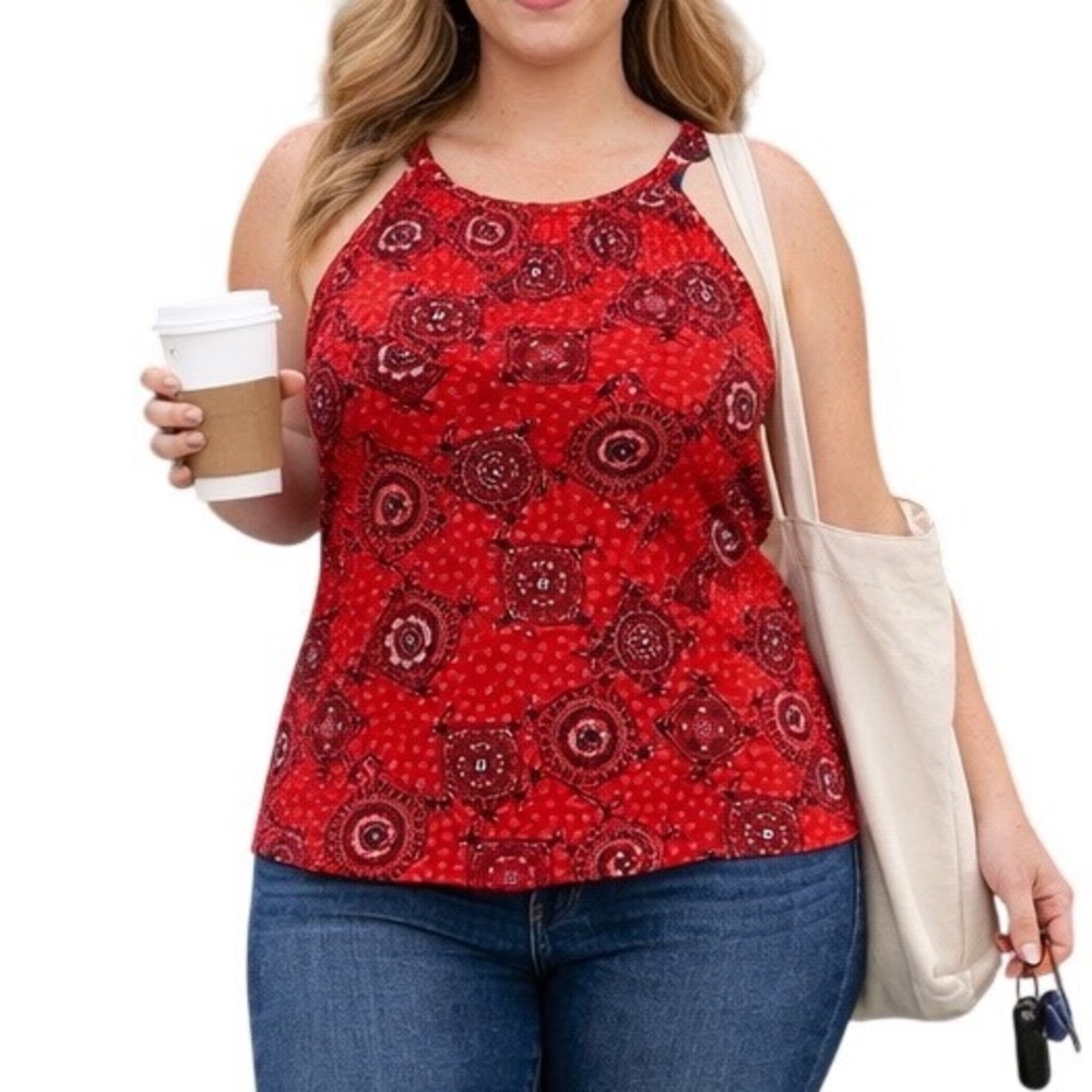 Lane Bryant Women's Sleeveless Halter‎ Neck 100% Rayon Tank Top Blouse Size 16